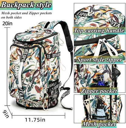 Gym Duffle Bag Backpack with Shoe Compartment,4 ways Travel Backpack for Women and Men,Multi-Functional Weekender bag with Waterproof Layer&Laptop Compartment for Fitness, Travel,Camping