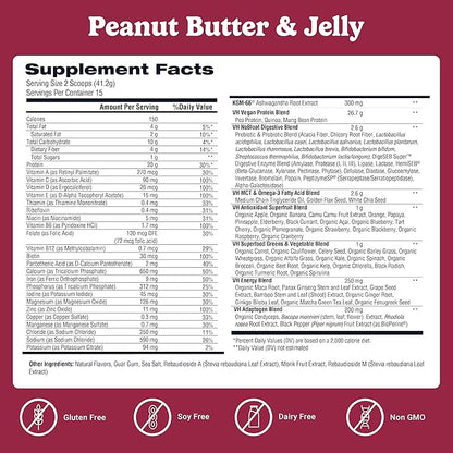 VitaHustle ONE Meal Replacement Shake - Plant Based Protein Powder by Kevin Hart - Vegan, Meal Replacement Powder with Superfoods, Vitamins, Adaptogens & Probiotics - Peanut Butter & Jelly Flavor, 15 Servings