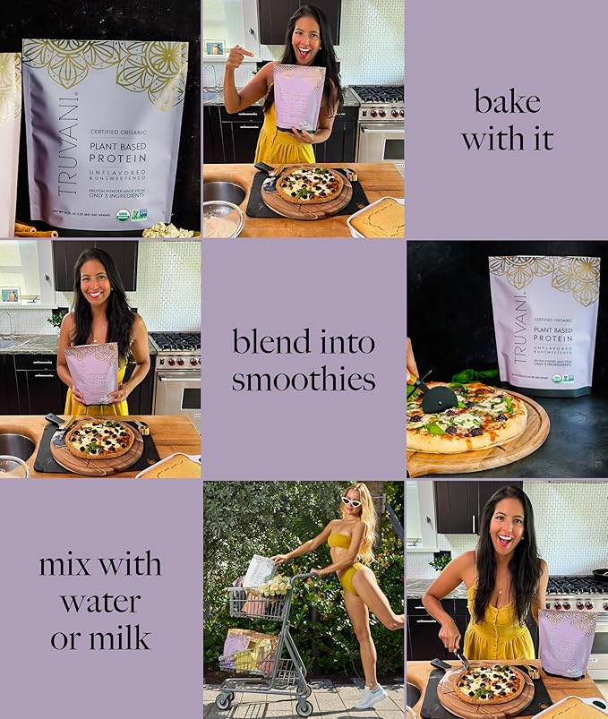 Truvani Vegan Pea Protein Powder | Unflavored | 20g Organic Plant Based Protein | 1 Serving | Keto | Gluten & Dairy Free | Low Carb | No Added Sugar