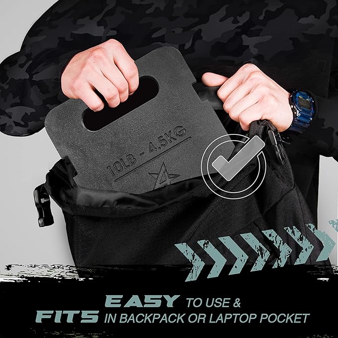 Yes4All Adjustable Ruck Weight with Straps for Rucking, Swings, Squat & Strength Training - Multiple Weights: 10LB to 40LB