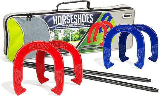 Franklin Sports Horseshoes Set - Metal Horseshoe Game Set for Adults + Kids - Official Weight Steel