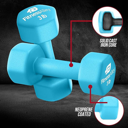 Neoprene Coated Workout Dumbbells set of 2 – Anti Roll, Non Slip with Smooth Grip Fitness & Exercise Dumbbells – Hexagon Shaped Hand Weights for Women & Men – Best Choice for Gyms & home use