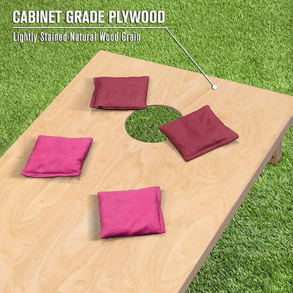 GoSports Regulation Size Wooden Cornhole Set with Natural Wood Finish - Includes Carrying Case