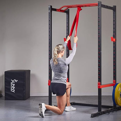 Sunny Health & Fitness Versatile Resistance Bands (Single or Combo Set) for Strength Training, Power Cage, Squat Rack, Home Gym, Body Stretching, Physical Therapy – 100, 140, 160, 180 & 10-75 LB Combo