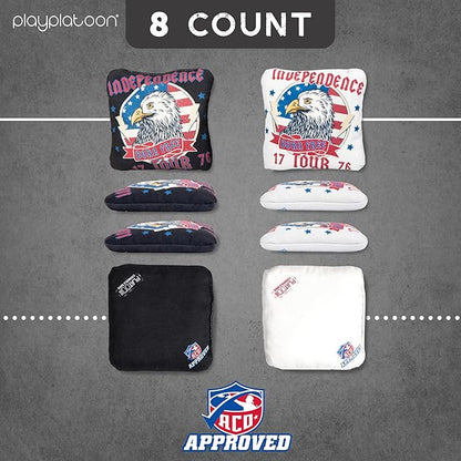 Play Platoon Cornhole Bags Set of 8 Regulation Professional Corn Hole Bean Bags ACO Approved, Competition Weight, Slick and Stick