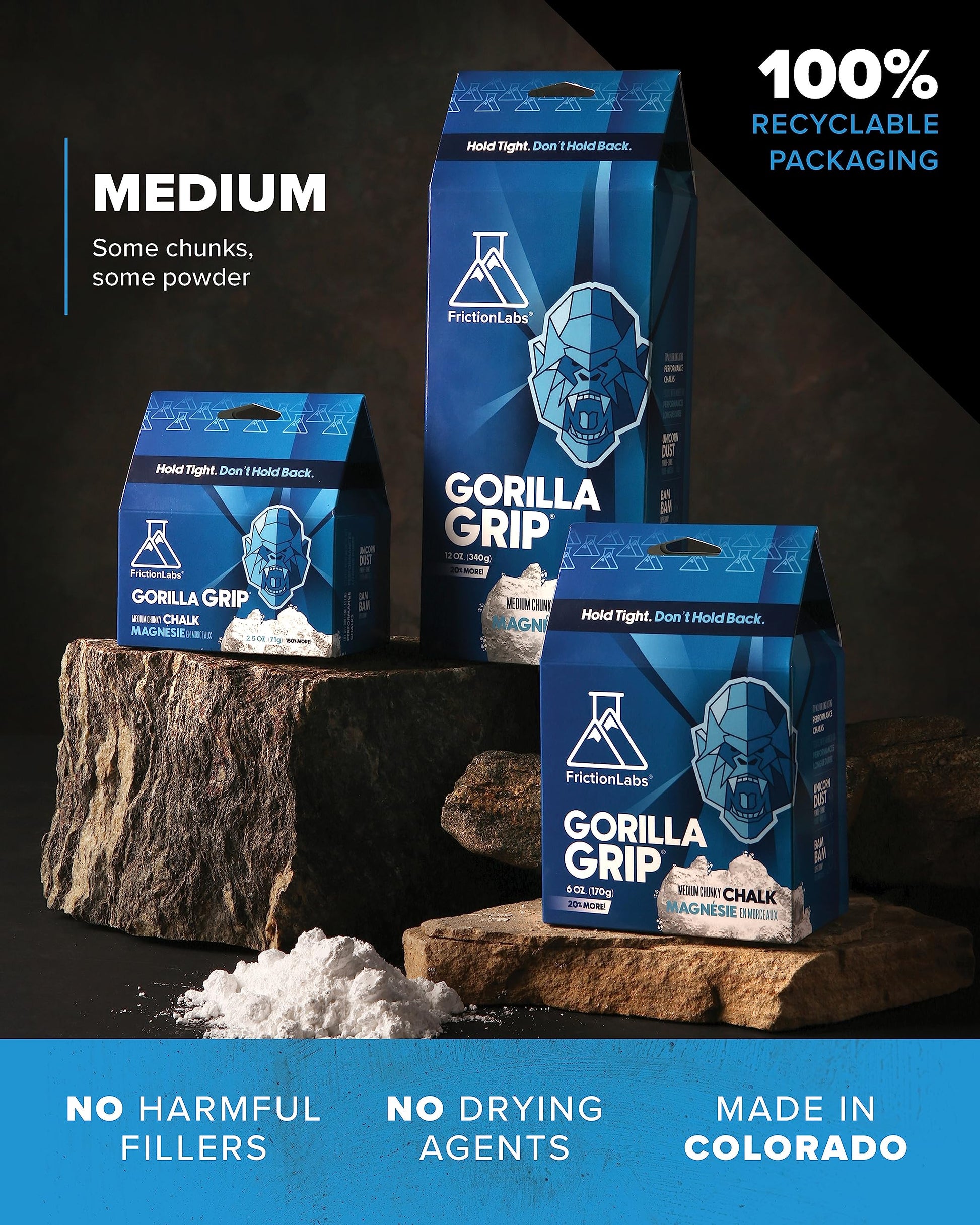 Friction Labs Gorilla Grip Loose Climbing Chalk, Chunky Texture