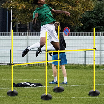 Adjustable Height Agility Hurdle Set Multi-Function Soccer Trainning Pole Set Coaching Sticks with Rubber Base