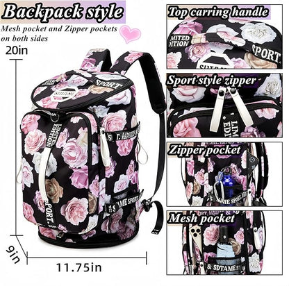 Gym Duffle Bag Backpack with Shoe Compartment,4 ways Travel Backpack for Women and Men,Multi-Functional Weekender bag with Waterproof Layer&Laptop Compartment for Fitness, Travel,Camping