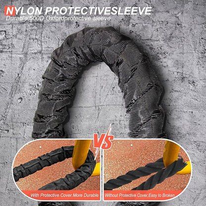 Battle Rope 1/1.26/1.5/2 Inch Diameter,Pink 30FT/40FT/50FT Exercise Workout Ropes for Home Gym Heavy Weighted Training Rope for Working Out