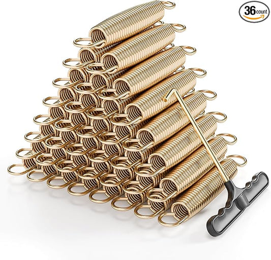 Trampoline Springs Heavy Duty with Swivel & Straight Hooks, Stainless Steel Trampoline Accessories Ideal Spring Replacement, Includes T-Hook Tool