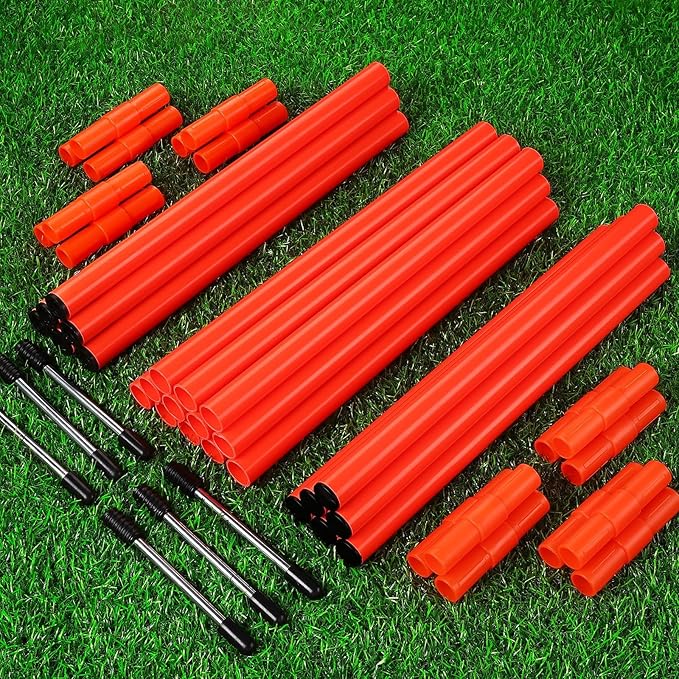 TOBWOLF 6PCS 6FT Adjustable Soccer Agility Training Poles, Detachable Sports Training Speed Sticks, Slalom Training Agility Pole Set, Outdoor Speed & Agility Turf Training Poles for Soccer Drills
