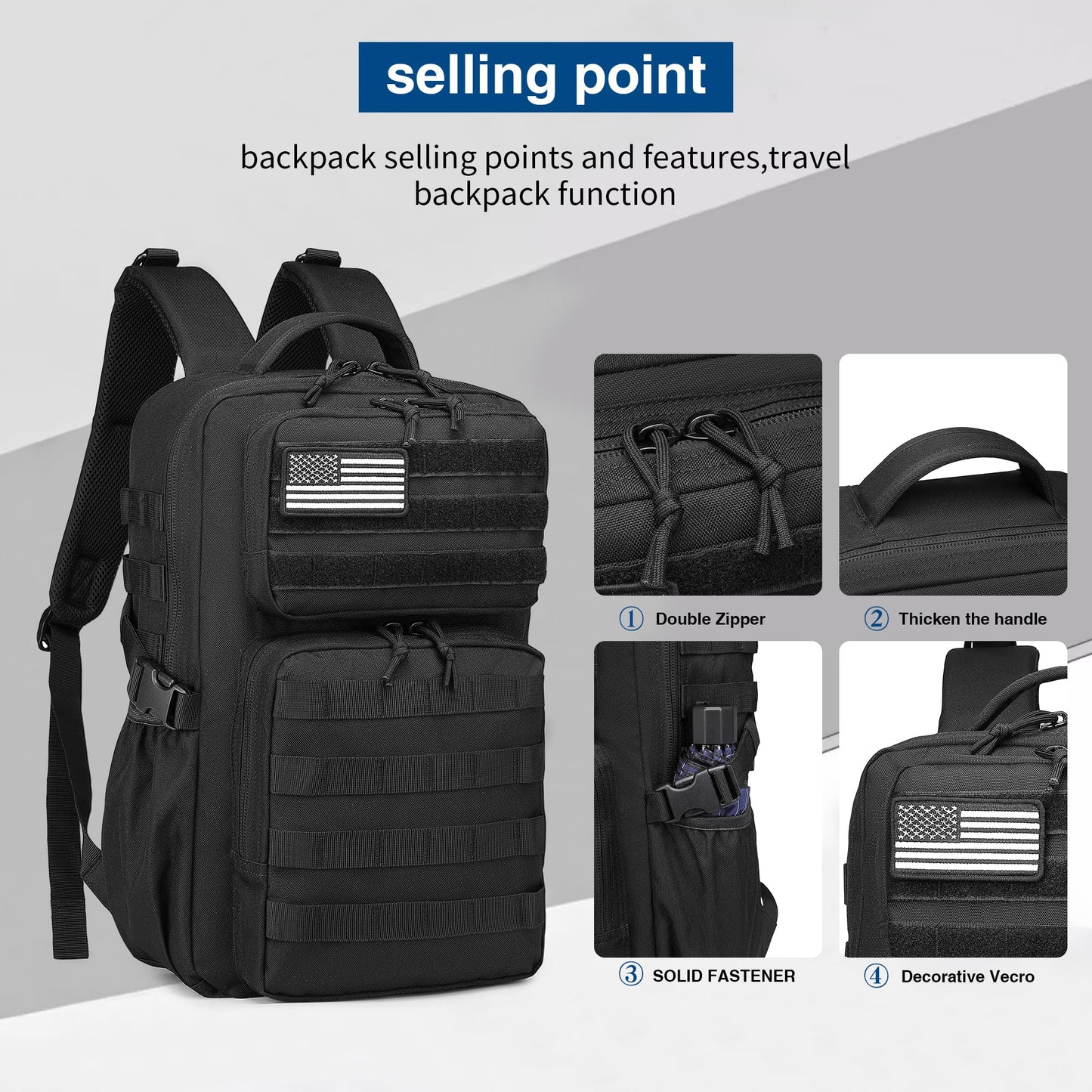 Wotony Military Tactical Backpack for Men Waterproof Daypack 3 Day Assault Pack Molle Bag with
