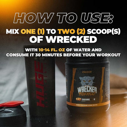 Wrecked Pre Workout Powder, Advanced Formula, Boosts Energy, Focus, Pumps & Performance, 10g L-Citrulline, 6.4g Beta Alanine, 5g Tyrosine, 1g Alpha GPC, 375mg Fast-Acting Caffeine & More (40 Servings)