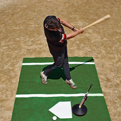 On Deck Sports 12' x 6' Baseball and Softball Batting Mat with Throwdown Home Plate