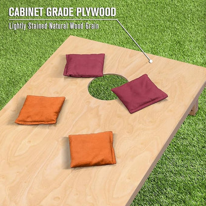 GoSports Regulation Size Wooden Cornhole Set with Natural Wood Finish - Includes Carrying Case