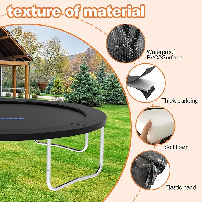 Trampoline Pad 10ft 12ft 14ft 15ft 16ft Trampoline Replacement Safety Pad, Waterproof and Tear-Resistant Safety Spring Cover Round Frame Pad, Trampoline Pad Replacement