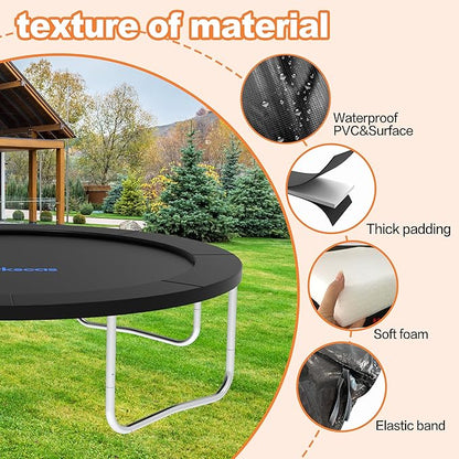 Trampoline Pad 10ft 12ft 14ft 15ft 16ft Trampoline Replacement Safety Pad, Waterproof and Tear-Resistant Safety Spring Cover Round Frame Pad, Trampoline Pad Replacement