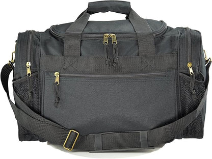 DALIX 17" Duffle Bag Dual Front Mesh Pockets (Black Gold Gray Dark Green Navy Blue Maroon Royal Blue Orange Pink Purple Red White