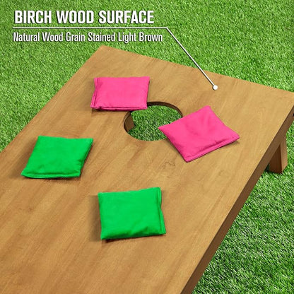 GoSports 4 ft x 2 ft Regulation Size Wooden Cornhole Boards Set - Includes Carrying Case - Full Regulation Size Bean Bag Toss Boards