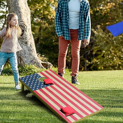 4 x 2 ft Solid Wood Cornhole Board Set with 8 Bean Bags and Carrying Bag, Premium Toss Game for Kids and Adults