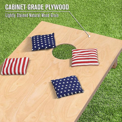 GoSports Regulation Size Wooden Cornhole Set with Natural Wood Finish - Includes Carrying Case