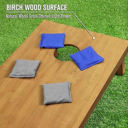 GoSports 4 ft x 2 ft Regulation Size Wooden Cornhole Boards Set - Includes Carrying Case - Full Regulation Size Bean Bag Toss Boards