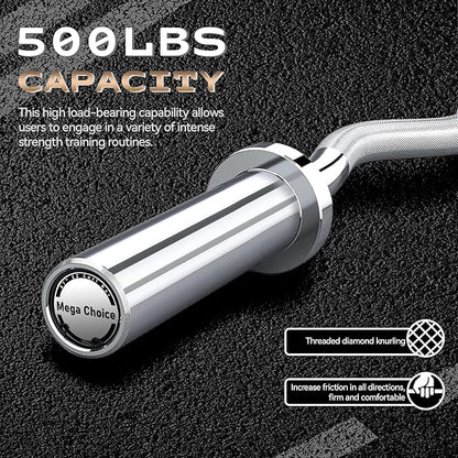 Barbell Bar for Weightlifting - 7FT Heavy Duty (1500LB/700LB), 4FT Short (500LB), 47" EZ Curl Bar - Fits 2" Standard Plates - Home Gym Strength Training