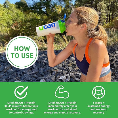 UCAN Energy + Plant Protein Powder - Vegan Plant Based Protein 20g Pea Protein with Amino Acids EAAs & BCCAs - Keto Protein Powder - No Added Sugar, Gluten-Free - Vanilla - 12 Servings