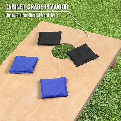 GoSports Regulation Size Wooden Cornhole Set with Natural Wood Finish - Includes Carrying Case