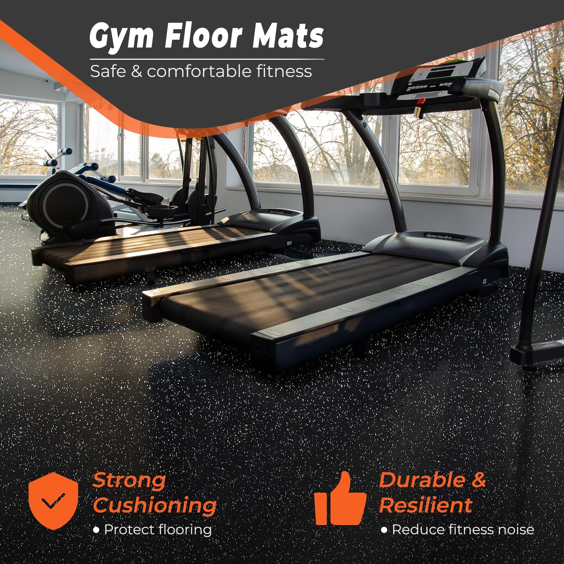 SUPERJARE 0.4'' Thick 24 Pcs 96 Sq Ft Rubber Top Exercise Equipment Mats, High Density EVA Foam