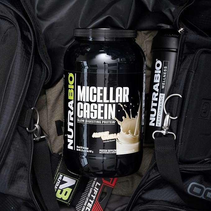 NutraBio Casein Protein Powder, Micellar Casien Powder, 25g Slow Digesting Protein, Helps Keep You Full, Overnight Muscle Recovery & Growth, BCAA & EAA, Gluten Free, Soy Free, 2lb Vanilla