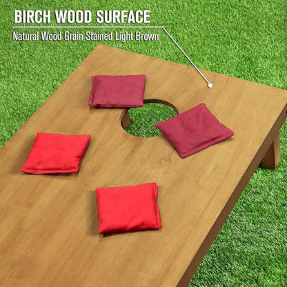 GoSports 4 ft x 2 ft Regulation Size Wooden Cornhole Boards Set - Includes Carrying Case - Full Regulation Size Bean Bag Toss Boards