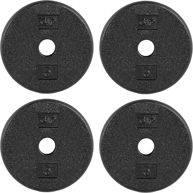 CAP Barbell Standard 1-Inch Cast Iron Weight Plates - Singles & Sets | 1.25-50 lbs | Multiple Options