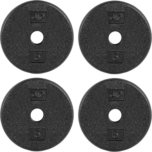 CAP Barbell Standard 1-Inch Cast Iron Weight Plates - Singles & Sets | 1.25-50 lbs | Multiple Options
