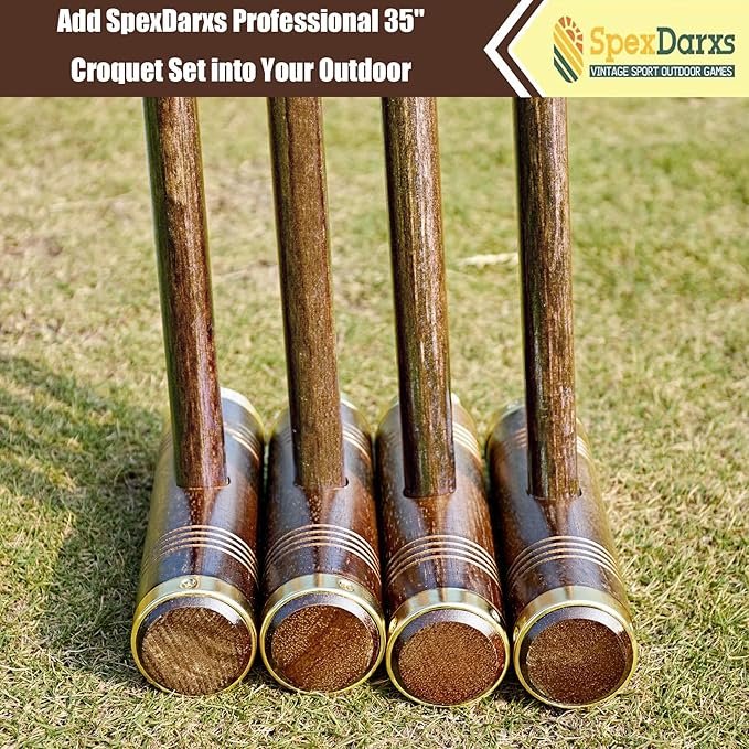 35’’ Six Player Croquet Game, Croquette Set with Premium Wooden Mallets/Colored Balls/Wickets/Stakes/Carrying Bag, Classic Outdoor Backyard Lawn Games for Teens Adults Family