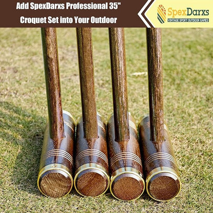 35’’ Six Player Croquet Game, Croquette Set with Premium Wooden Mallets/Colored Balls/Wickets/Stakes/Carrying Bag, Classic Outdoor Backyard Lawn Games for Teens Adults Family