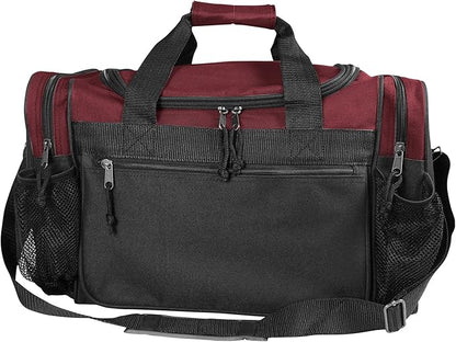 DALIX 17" Duffle Bag Dual Front Mesh Pockets (Black Gold Gray Dark Green Navy Blue Maroon Royal Blue Orange Pink Purple Red White