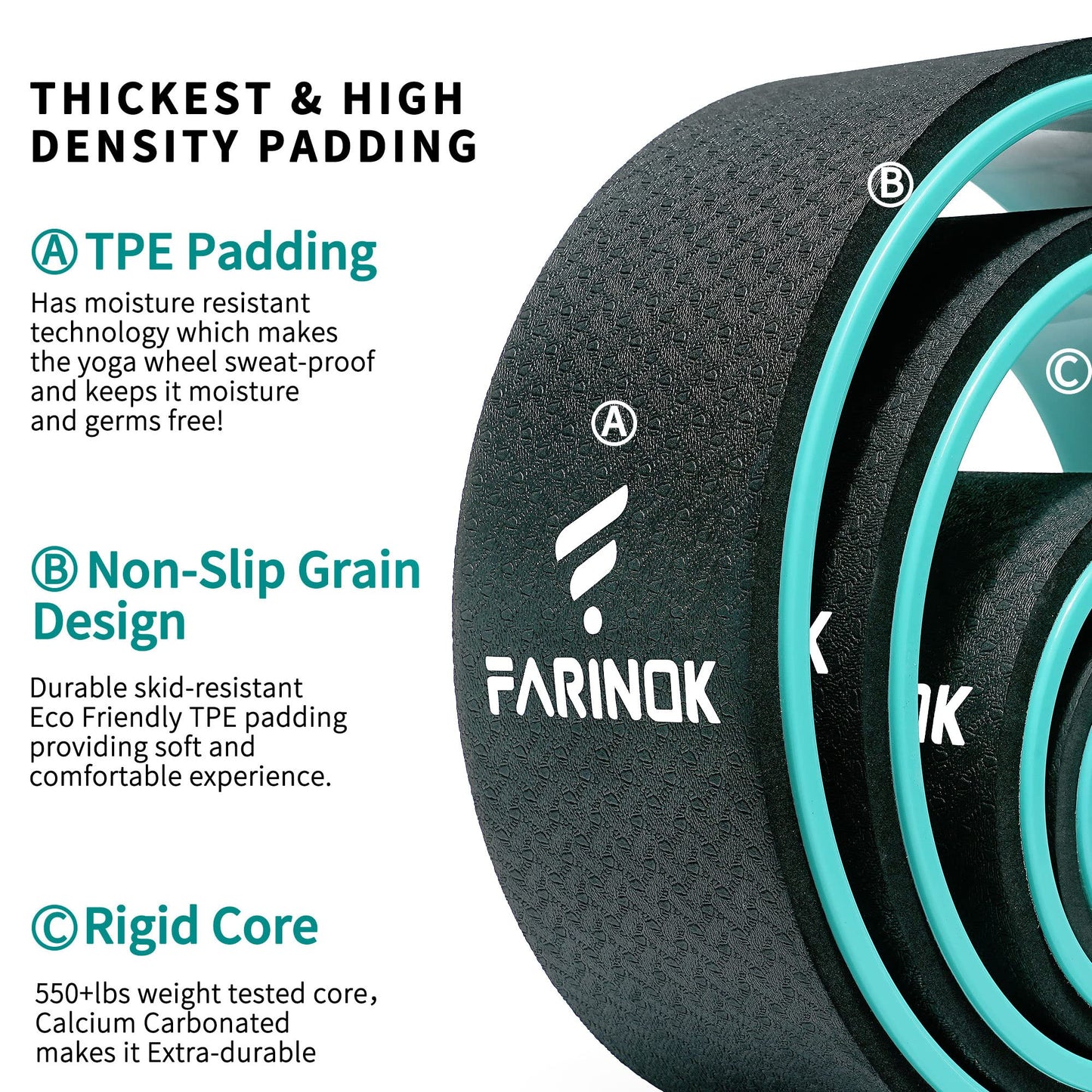 Yoga Wheel Set of 3+1, Upgraded 10MM Thick Back Wheels for Pain Relief