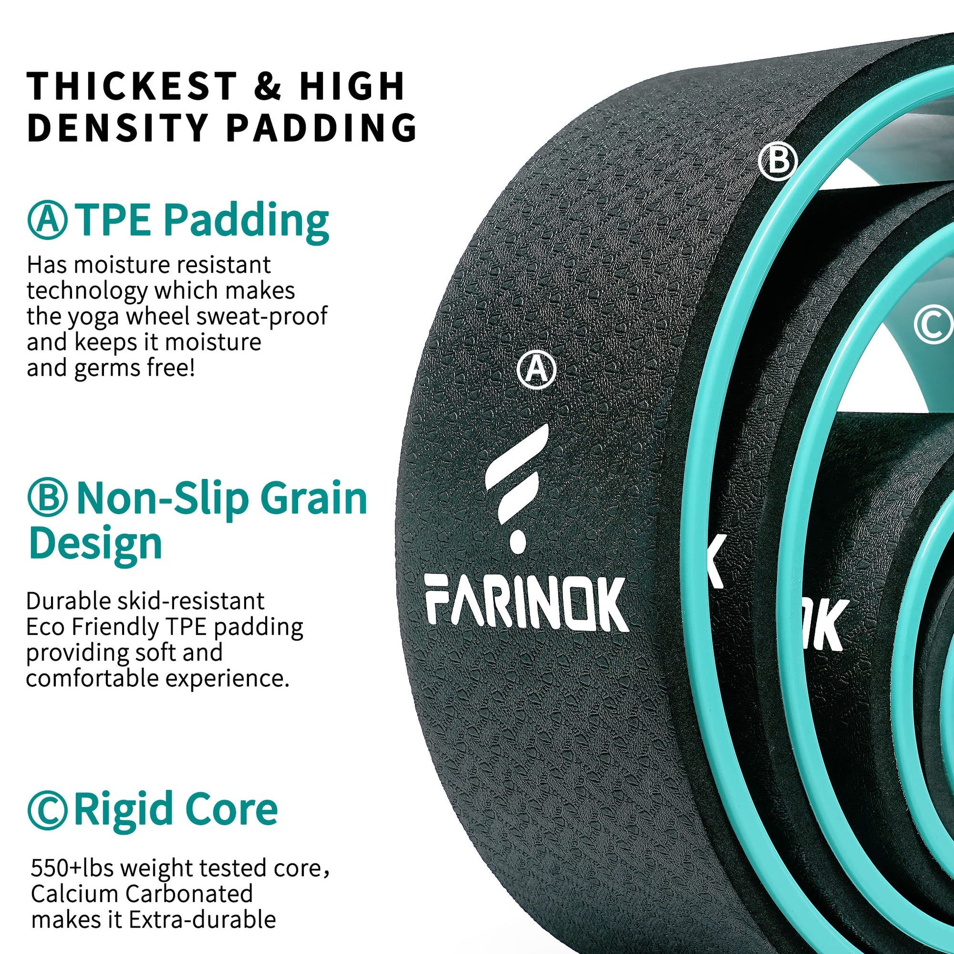 Yoga Wheel Set of 3+1, Upgraded 10MM Thick Back Wheels for Pain Relief