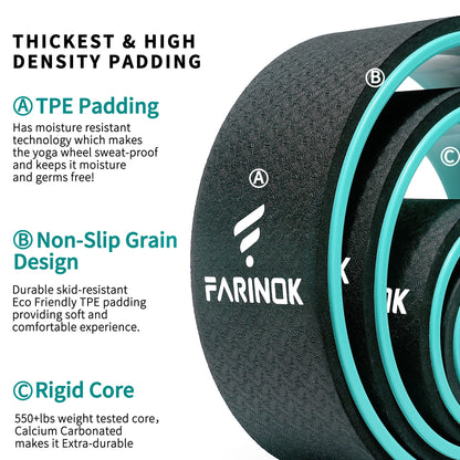 Yoga Wheel Set of 3+1, Upgraded 10MM Thick Back Wheels for Pain Relief