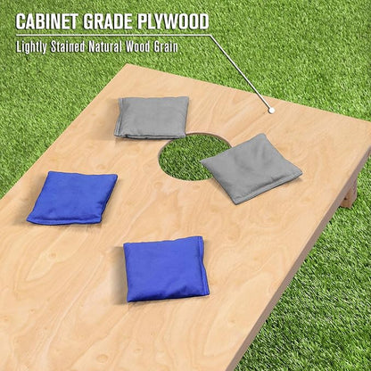 GoSports Regulation Size Wooden Cornhole Set with Natural Wood Finish - Includes Carrying Case