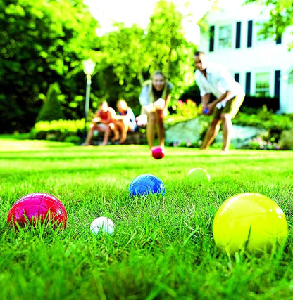 Franklin Sports Bocce Ball Set — 8 All Weather Bocce Balls and 1 Pallino — Beach, Backyard Lawn or Outdoor Party Game — Professional, American, and Starter Set Options