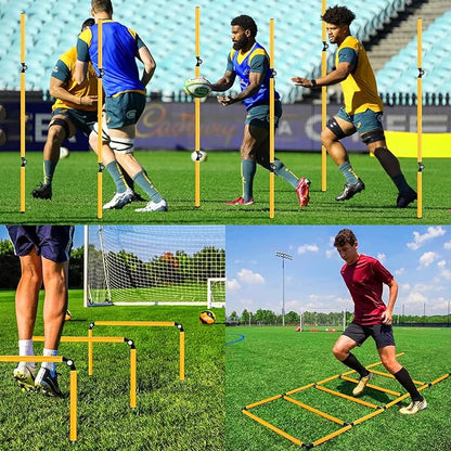 TOBWOLF 6PCS 6FT Adjustable Soccer Agility Training Poles, Detachable Sports Training Speed Sticks, Slalom Training Agility Pole Set, Outdoor Speed & Agility Turf Training Poles for Soccer Drills