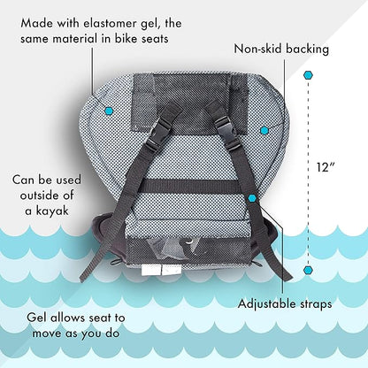 High Back Cushioned Seat Pad, Gel Seat Pad for Kayaks, Portable Seat Cushion for Outdoor Watersports and Recreation - Cascade Creek (High Back)