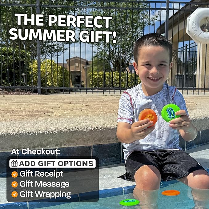 Soft Stone Skippers Game – Fun Pool Toys for Kids All Ages - 4 Pack Water Skipping Discs Set – Best Beach Games Gifts for Boys & Girls Ages 5 6 7 8 9 10 11 + Year Old - Water Bouncing Skip Ball Toy