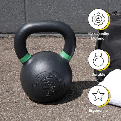 Kettlebell Kings Powder Coated Kettlebell Weights - 9-97 lb Strength Training Kettlebells for Men and Women - Hand Weights Workout Gym Equipment - Weights Set for Home Gym- New