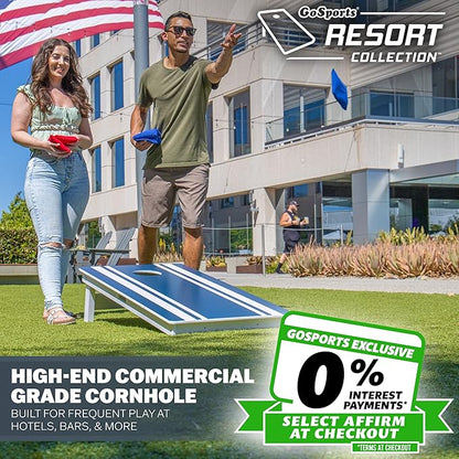 GoSports 4 x 2 ft Resort Collection All Weather Cornhole Boards - Choose Rustic, Beach, White DIY, Blue Stripe, Palms - Regulation Size Set