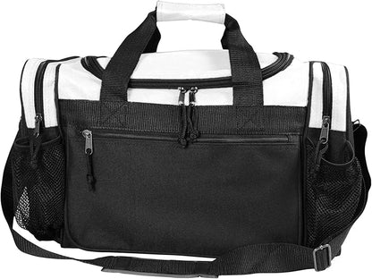 DALIX 17" Duffle Bag Dual Front Mesh Pockets (Black Gold Gray Dark Green Navy Blue Maroon Royal Blue Orange Pink Purple Red White
