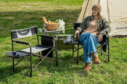 SUNNYFEEL Oversized Camping Directors Chair, Portable Folding Lawn Chairs for Adults Heavy Duty with Side Table,Pocket for Beach, Fishing,Picnic,Concert Outdoor, Foldable Camp Chairs