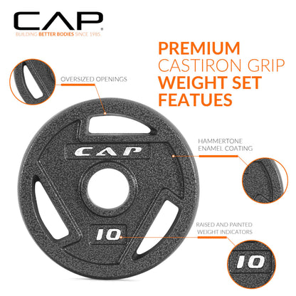 CAP Barbell 110 LB Elite Olympic 2-Inch Cast Iron Weight Plate Set